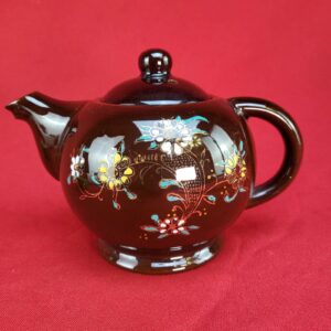 Brown Tea Pot With Lid Made in Japan Hand Painted Floral Vintage