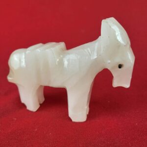 Donkey/Burro w/ Pack White Onyx Hand Carved Stone Figurine Made in Mexico