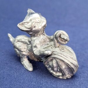 Vintage Miniature Spoontiques Cat Playing with Yarn Figurine