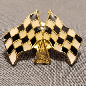 Checkered Flag Vintage Lapel Pin - Black & White Winners Racing Souvenir Pin