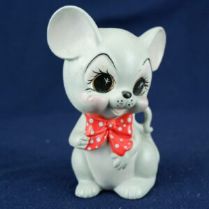 Grey Mouse Ceramic Coin Still Piggy Bank Hand Painted (Missing Plug)