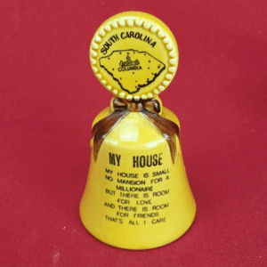RARE Vintage Ceramic South Carolina Souvenir Hand Bell  With "My House" Poem