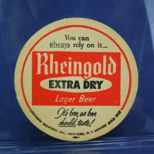 VINTAGE 1960s RHEINGOLD EXTRA DRY LAGER BEER COASTER NEW YORK 3 1/2" LIEBMANN