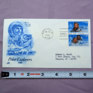 Rare Double Stamped US FDC # 2221 22c Polar Explorers-ArtCraft 1986-Newport RI