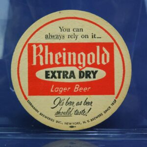 VINTAGE 1960s RHEINGOLD EXTRA DRY LAGER BEER COASTER NEW YORK 3 1/2" LIEBMANN