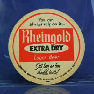 VINTAGE 1960s RHEINGOLD EXTRA DRY LAGER BEER COASTER NEW YORK 3 1/2" LIEBMANN