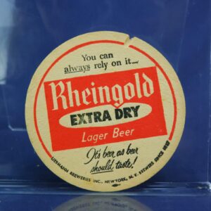 VINTAGE 1960s RHEINGOLD EXTRA DRY LAGER BEER COASTER NEW YORK 3 1/2" LIEBMANN