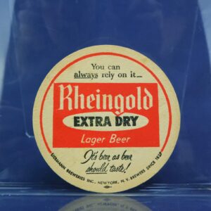 VINTAGE 1960s RHEINGOLD EXTRA DRY LAGER BEER COASTER NEW YORK 3 1/2" LIEBMANN