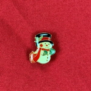 Cute Enamel Christmas Snowman w/ Scarf and Hat Pin - Costume Jewelry