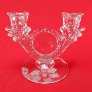 Vintage Crystal Dual Candelabra with Etched Floral Design