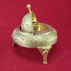 Vintage Gold Plated 3 Footed Persian Caviar Dome Rollback Lid Server Bowl Dish