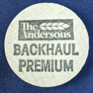 The Andersons Backhaul Premium Wooden Nickel Vintage Souvenir Advertisement