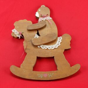 Vintage Handcrafted and Hand Painted Large Wooden Rocking Horse Wall Hanging