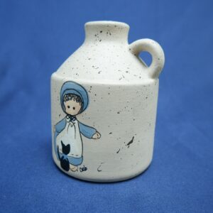 VINTAGE HAND PAINTED CERAMIC/CLAY MILK JUG AMISH FOLK ART ~ Signed Deb