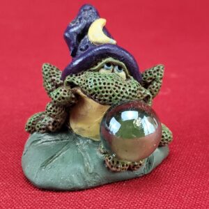 Small Majestic & Mystical Hand Crafted Clay Frog Figurine - Signed