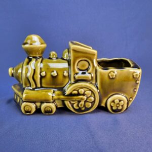 Vintage McCoy Train Engine Choo Choo Planter Green