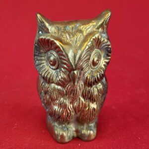Fine Brass Metal Vintage Owl Figurine Statue Sculpture Solid Paperweight Bird