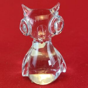 Vintage Glass Owl MCM Figurine with Big Eyes