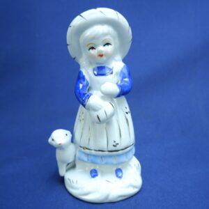 Vintage Ceramic Porcelain Blue Girl with Lamb Figurine Holland Delft Style