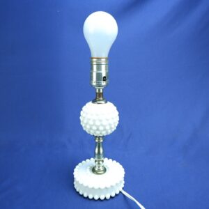 VINTAGE WHITE MILK GLASS HOBNAIL ELECTRIC TABLE LAMP BASE ONLY