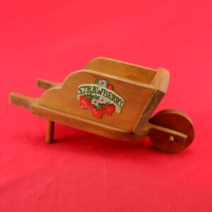 Vintage Wooden Wheel Barrel / Plant Stand