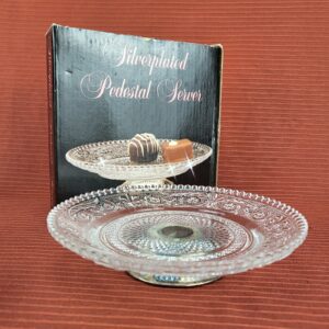 Vintage Silver-Plated Pedestal Glass Server AC 13922