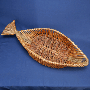 Vintage 28" Woven Rope & Wicker Koi FISH Shaped Basket Cabin Nautical Decor