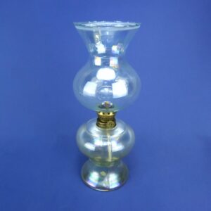 Vintage Glass Oil Lamp with Brass Burner - Made in Mexico
