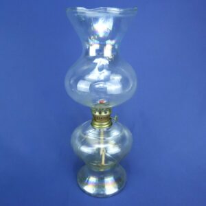 Vintage Glass Oil Lamp with Brass Burner - Made in Mexico