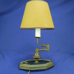 Vintage Ainsley Cast Iron/Brass Desk  Swivel Lamp w/Yellow Tapered Shade