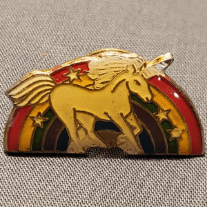 1980's Rainbow Unicorn Lapel Pin - Vintage - Gold Tone - Epoxy
