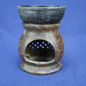 Intricate Carved Stone Essential Oil Incense Burner Diffuser  Brown Marble