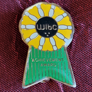 Vintage WIBC Achievement Award Bowling Lapel Pin Gold Tone Enamel Collectible