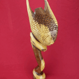 Hand Carved Wood Angel Fish Folk Art Primitive Large Light Weight Sculpture 20"