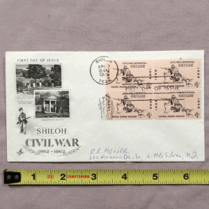 Shiloh Civil War Stamp First Day Of Issue Post Marked 1962 4 Cent FDC QUAD STAMP