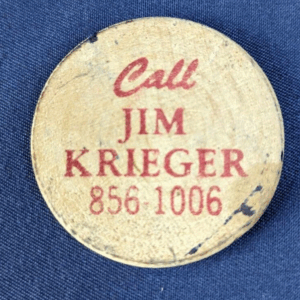 Call Jim Krieger Wooden Nickel Advertisement