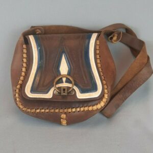 Vintage 1960's Leather Shoulder Bag/Purse w/Brass Clasp - Engraved with "Kim"