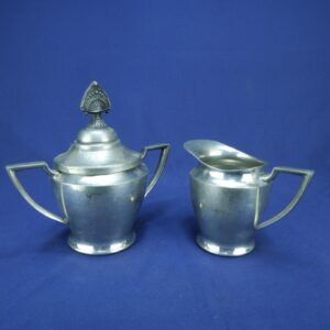 Paul Revere Solid Pewter Creamer and Sugar Bowl with Lid by Conoid Rodgers Co.