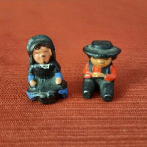 Antique Amish Couple, Miniature Cast Iron Figurines, Hand Crafted and Painted