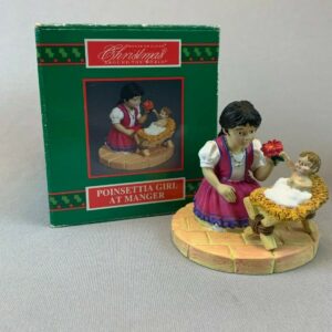 Vintage House of Lloyd - Poinsettia Girl at the Manger 1995