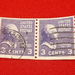 Vintage US 3 Cent Thomas Jefferson Stamp - Purple / Violet - Lot of 2 Petersburg