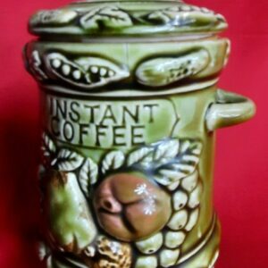 Tilso Japan Green Glaze -Ceramic Lidded Instant Coffee Container w/ Handles