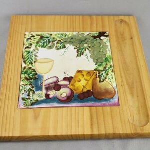 Vintage Nantucket Cheese and Wine Wooden Cutting Board with Tile Insert