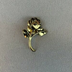 Gold Toned Metallic Costume Jewelry - Mini Rose Pin