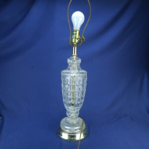 Vintage 21" Urn Style Cut Crystal Glass Etched Table Lamp