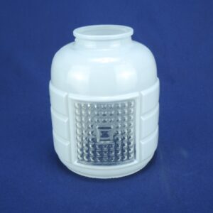 Vintage MCM 4" Tall White Glass Light Cylinder Shade W/Clear Window Open Bottom