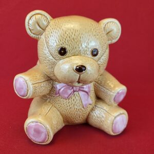 Vintage Ceramic Brown INARCO Stitched Teddy Bear Baby Nursery Planter