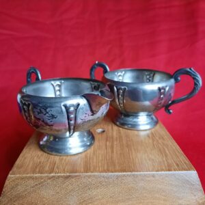 Vintage E.P. Copper Monarch Plate Brand - Lead MTS Sugar and Creamer Set