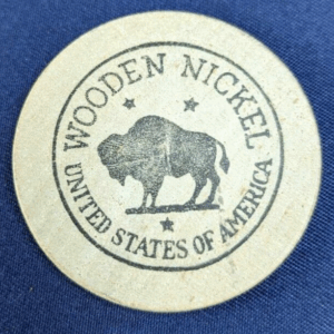 Bison Trucking Vintage Wooden Nickle Advertisement