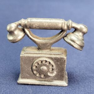 Vintage Miniature Pewter Rotary Phone Furniture Decor Figurine